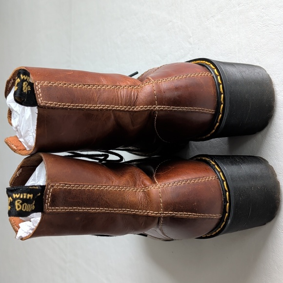 Dr. Martens Leona Brown Leather Platform Chunky Lace Up Boots Women's Size 7 - Picture 5 of 12
